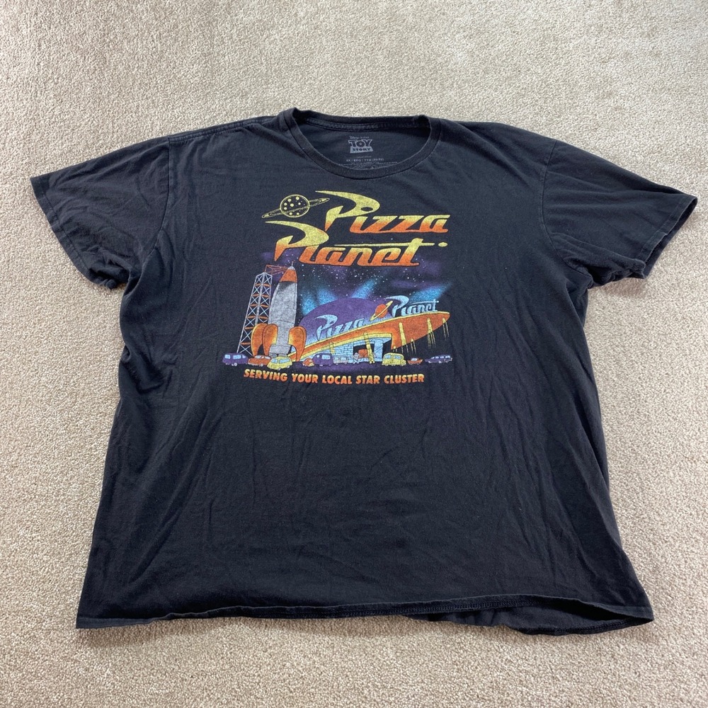 Disney Pixar Toy Story Shirt Womens 2X Black Pizza Planet Graphic‎ Tee